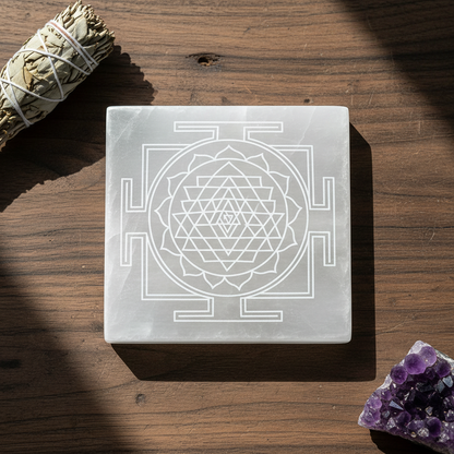 Shree Yantra Selenite Plate